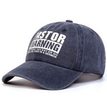 1顶男士“牧师警告：你的一言一行都可能被用于布道”字母印花水洗棒球帽，可调节，防晒，适合春秋季郊游、旅行、海滩、派对等休闲场合。 - 多色 - 查看 13