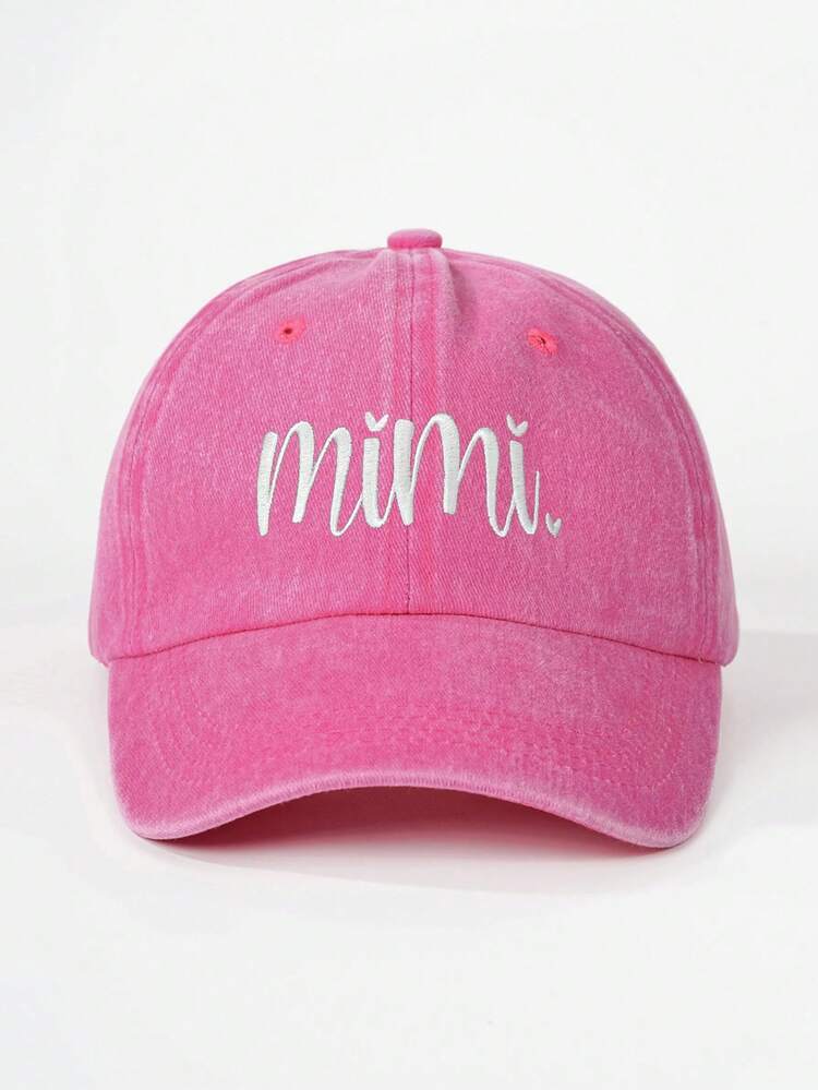 Mũ lưỡi trai nữ màu trơn, chất liệu denim mài, thêu chữ "Mimi", thích hợp cho mùa xuân và mùa hè, giúp chống nắng và sử dụng hàng ngày, là món quà tuyệt vời cho ngày Valentine. - Nhiều màu - Xem 5