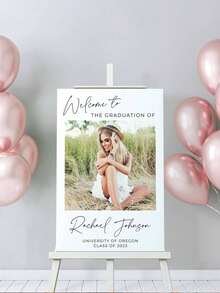 1pc Personalized Black & Gold Style Graduation Poster, Featuring Elegant Graduation Celebration Welcome Logo And Name, Graduation Celebration Welcome Poster With Photo, Graduation Party Welcome Board, Graduation Poster With Name, Customized Graduation Welcome Sign With Photo - Multicolor - View 5