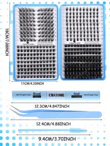 396/552/558/576片装 D型卷曲枫叶形新款猫眼假睫毛，10-16毫米密度秋季枫叶假睫毛，DIY睫毛簇，自然妆效，超浓密，柔软，轻盈，可重复使用，分段式假睫毛 - 淺藍色 - 查看 4