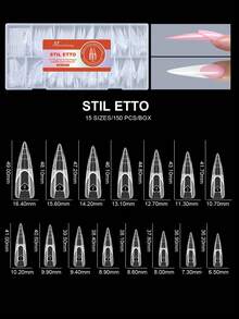 150片/盒 法式太空假指甲模具 芭蕾舞方尖双色可重复使用美甲延长模具 完美贴合 易于使用 新手友好型 DIY设计 - 無色 - 查看 11