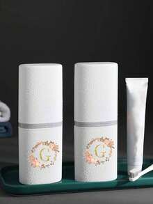 1个玫瑰金字母A-Z便携式牙刷架，随时随地保持牙刷清洁！旅行牙刷架，便携式牙刷杯盖，适合旅行、露营、出差和上学，多功能牙刷杯，旅行洗漱杯，牙刷和洗漱用品收纳套装，简约洗漱收纳盒，旅行必备，浴室配件，家居用品和收纳（白色） - 彩色 - 查看 6