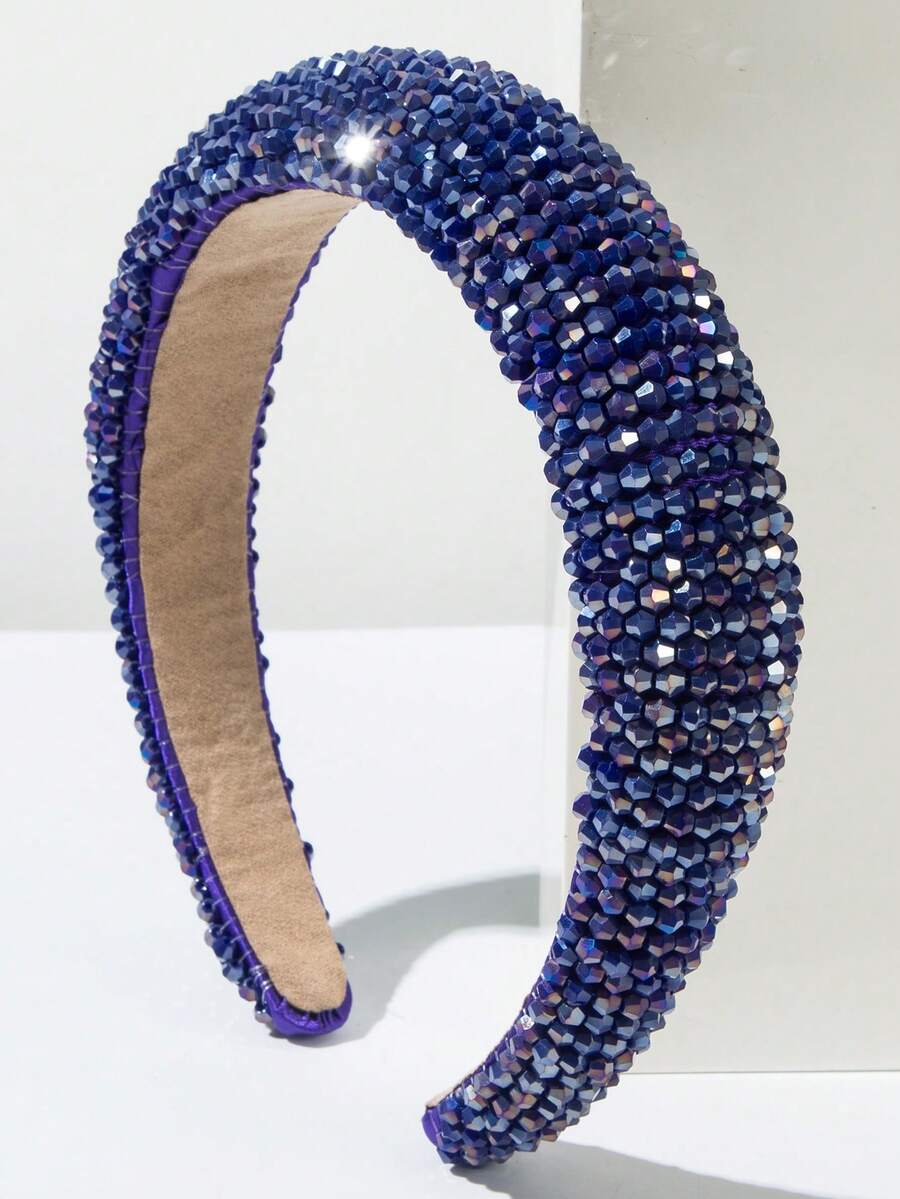 1 chiếc băng đô cài tóc thủ công kiểu Hàn Quốc màu trơn, đính hạt pha lê, chất liệu xốp, kiểu dáng cao cấp, sang trọng, đa năng, thích hợp cho các bữa tiệc, lấp lánh và là phụ kiện tóc chất lượng cao.