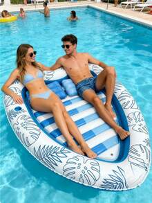 87" x 65" extra große aufblasbare Schwimmreifen mit Kissen und Getränkehalter - robuster PVC Wasserstuhl für Sonnenbaden, Schwimmen, Strand, Fluss und See - Bild - Übersicht 6