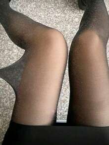 1/2pcs Women's Shiny Tights, Slim Fit Sexy Versatile Stockings - Black - View 6