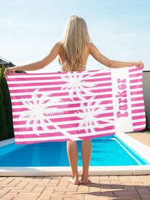 Personalized Palm Tree Striped Towel, Friend Beach Travel Gift, Holiday Towel, Personalized Cruise Beach Towel, Beach Towel - Multicolor - View 8