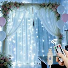 100/200/300/600 Luzes de Corda de Cortina LED, 4 Opções de Cores, 8 Modos de Piscar, Com Controle Remoto, Luzes de Fada para Bottom de Casamento - Alimentado por USB, Decoração de Parede de Quarto, Sala de Estar, Luzes Coloridas, Iluminação de Feriado, Decoração de Festa de Aniversário e Casamento, Guirlanda de Luzes de Corda - Cortina de luz USB - Visão 7