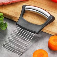 Stainless Steel Onion Needle, Meat Tenderizer, Onion Fork, Multi-Function Onion Clip Slicer, Potato Clip Slicer, Tomato Slicer, Onion Fixing Holder, Fruit & Vegetable Slicer, Fruit & Vegetable Fixing Holder - Multicolor - View 1