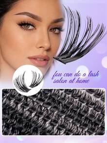 MEM Set Buku Bulu Mata Palsu D Curl Fluffy 640pcs, Bulu Mata Palsu Segmen Kapasitas Besar, Berbagai Kombinasi, Set DIY Cocok Untuk Pemula, Termasuk Lem, Perekat, Pinset Dan Kuas, Ciptakan Riasan Mata Lembut Alami yang Beragam - Hitam - View 8