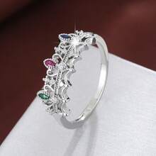 1 chiếc nhẫn thiết kế hình vương miện thanh lịch đính đá Cubic Zirconia dành cho nữ - Nhiều màu - Xem 5