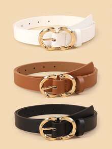 3件套女士双D环腰带，时尚优雅的腰带，适合搭配T恤、连衣裙、牛仔裤和其他日常服饰。 - 彩色 - 查看 10