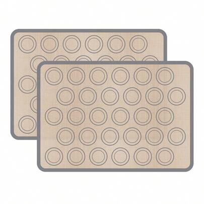 2 piezas Tapete de silicona para hornear macarons, Tapete antiadherente de silicona para hornear macarons, Tapete reutilizable para amasar, Apto para microondas y horno, Fácil de limpiar, Juego de horneado perfecto para galletas, macarons, pasteles, panes, Adecuado para cocina doméstica, eventos familiares, fiestas de cumpleaños, días festivos, Día de la Madre, Pascua, Accesorios de horneado