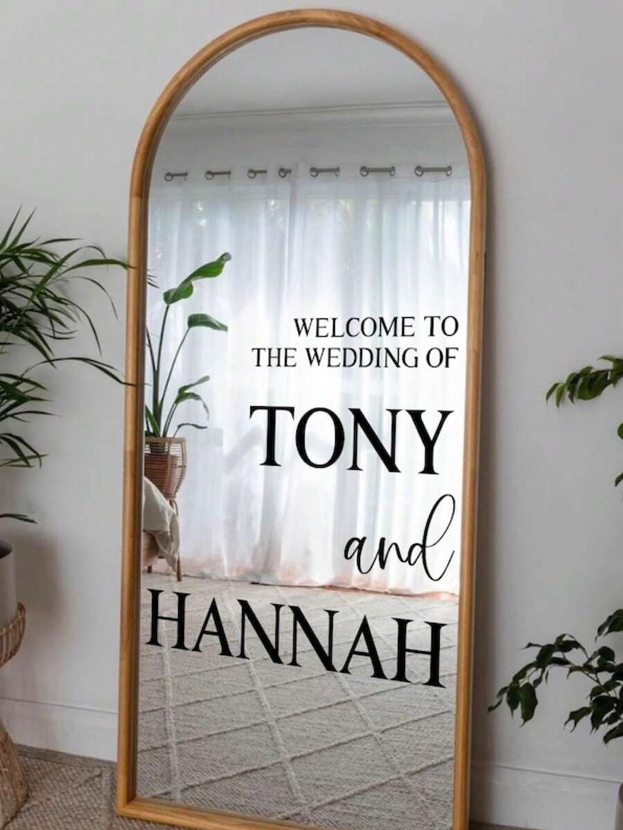 Custom Mirror Sticker Wedding Seating Chart Sticker - Wedding Decor DIY Wedding Sticker - Mirror Seating Chart Sticker Welcome To The Wedding Mirror Sticker - Custom Mirror Letter Sticker - Just Married - Wedding Marriage Decor/Modern Wedding Welcome Sign/Personalized Newlyweds Name - Multicolor - View 1