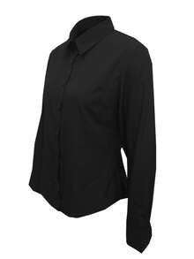 Áo sơ mi dài tay nữ màu trơn mới năm 2026, thiết kế cổ áo, toát lên vẻ chuyên nghiệp và năng lực, được làm từ chất liệu thân thiện với da và thoải mái. Màu đen mùa xuân. - màu đen - Xem 4