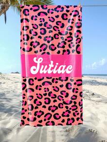 Toalla de playa personalizada con estampado de leopardo, toalla de playa con estampado de leopardo personalizada, toalla de playa con estampado de leopardo personalizada para novia, toalla de playa para damas y caballeros solteros - Multicolor - Ver 3