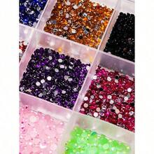 24-Grid Nail Charms Hotspot, Flat Bottom Resin Neon Electroplated Ab Resin Diamond Nail Decorations, 2Mm Diamond, 3Mm Diamond Nail Supplies Nails Nail Gems Nail Rhinestones - 多色-1 - 查看 2