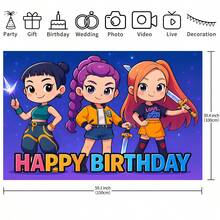 K-Pop Stage Witch Hunter Theme Girls Party Scene Birthday Party Backdrop Banner. K-Pop Theme Wall Decor. Photo Shooting Background. Ideal For Electronic Music Festival Celebrations, Room Decor And Display Props. - Multicolor - View 10