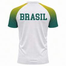 Men's 3D Polyester Soccer T-Shirt, Brazil World Cup, World Cup, National Team Print, Pink, Black, Goal, Games, Yellow, Black, Blue - 白色 - 查看 2