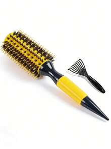 女士巴西美发造型梳 - 亮粉色和黑色尼龙/猪鬃混合梳齿，陶瓷梳筒，耐热梳齿，适用于巴西式头发护理，可搭配直发器/卷发棒使用，适合普通发质，粉黑配色，沙龙和家用皆宜，符合人体工学的舒适手柄设计，干湿两用，经久耐用，精准度高 - 彩色 - 查看 20