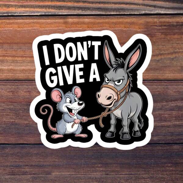 1/3/5Pcs"I DON'T GIVE A" 3 Inch Vinyl Sticker Donkey And Critter Profanity-Free Sass Decal, Waterproof Die Cut; For Laptop, Water Bottle, Tumbler, Phone Case, Tablet, Notebook, Planner, Journal, Car Window, Cooler; For Animal Lovers, Office Workers, Ranch Folks, Outdoorsy Folks, Meme Collectors; Humorous Sticker, Meme Sticker, Animal Sticker, Cute Sticker, Novelty Sticker