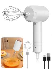 便携式USB充电无线手持搅拌机，三速电动搅拌器，奶泡器，家用烘焙蛋糕奶油搅拌机，不锈钢搅拌机 - 彩色 - 查看 2