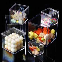 1 pieza/6 piezas/8 piezas Caja cuadrada de plástico transparente de acrílico, caja de exhibición de empaque resistente - transparente - Ver 5