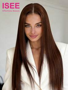 ISEE HAIR Striaght Wear Go Glueless Transparent Lace Wigs 9*6 Lace Wigs Chocolate Brown 18-28 Inch 180% Density High Density Pre-Plucked Hairline Pre-Cut Lace Unprocessed Human Hair Natural Hairline Top Quality Stylish Wig Beginners Friendly Vacay Vibes Active Energy Travel Essential Holiday - S4 - View 2