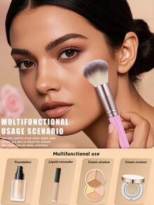 24PCS Makeup Tools Set Including:18PCS Makeup Brush Set+1pc Multi-Functional Zipper Toiletry And Cosmetic Bag Waterproof+5PCS Triangle Powder Puffs,All-In-One & Beginner-Friendly | Travel-Ready & Gift-Ready | Perfect For Newbies/Her - Multicolor - View 3