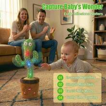 Musical Singing Dancing Cactus Toy For Toddlers, Mimicking Recording Repeating Plush With Adjustable Volume & 120 Songs, Interactive Tummy Time Baby Toy For All Kids - 音量可調的開花仙人掌 - 查看 4