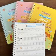 4 French Calligraphy Practice Sets, Alphabet And Number Workbook, French Beginner Activity Copybook, Including 1 Set Of Magic Pens - A - View 7