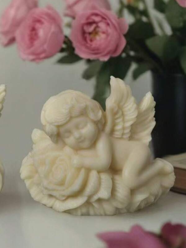 1个玫瑰花天使香薰蜡烛硅胶模具 DIY玫瑰花天使香薰石膏家居装饰扩香石硅胶模具