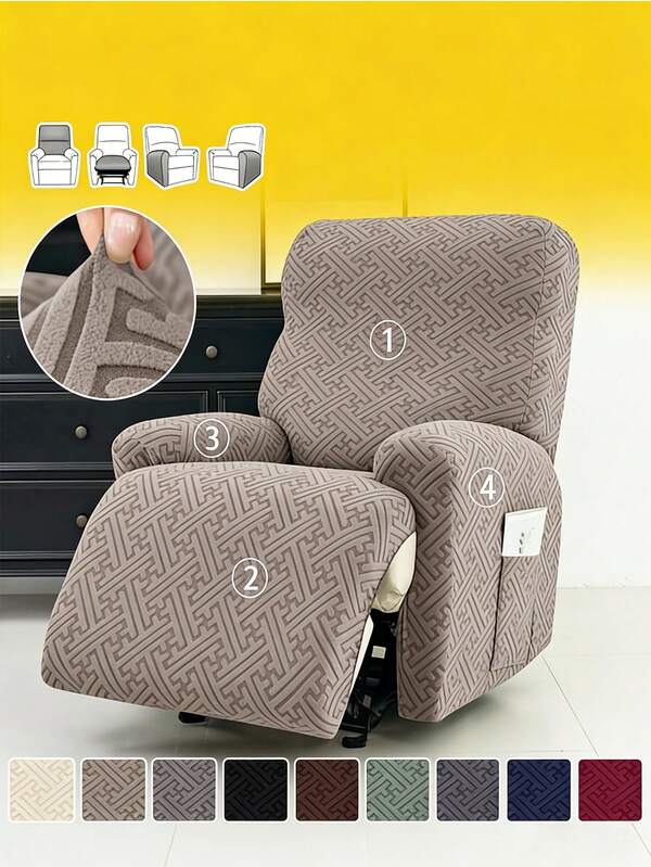 Single Recliner Sofa Cover, Elastic Combination Recliner Sofa Cover, Soft, Elastic, Washable Furniture And Pet Protector.