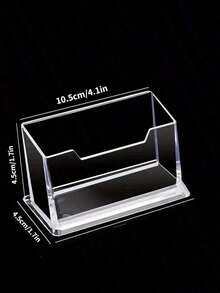 1个PVC透明名片夹桌面收纳架亚克力展示架盒塑料桌面名片夹办公用品 - 長方形 - 查看 2