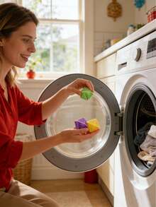 Bộ 4 quả bóng giặt chống gió tái sử dụng cho máy sấy và máy giặt, dùng cho máy sấy, phòng tắm, nhà cửa, du lịch, căn hộ, khách sạn. - Nhiều màu - Xem 9