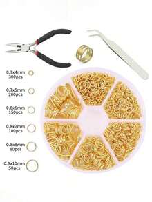 1 Box Multi-Size DIY Jewelry Earring Accessories - 4/5/6/7/8/10mm Single Loop Rings, Jewelry Making Tools Pliers, Jump Rings, Iron Rings, Decorative Rings, Open Rings, Earring Chains, Material Box Set, For Jewelry Making, Jump Rings - 6 Types Of Jump Ring Set - View 12