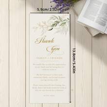 24/48 Pcs Simple Wedding Thank You Cards, Place Cards With Green Plant Napkins, Suitable For Wedding Banquet Table Decorations - A - View 6