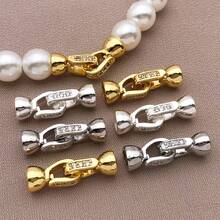 2个6x20毫米现代优雅镀铜18K金及厚银色和铂金首饰扣，镶嵌微型锆石，适用于DIY项链和手链——完美的情人节礼物 - 彩色 - 查看 2