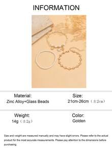3pcs Summer Ocean Style Soft Clay Bead, Random Assorted Metal Starfish, Shell, Conch Pendant Anklet, Fashionable Gold Shell Handmade Chain Foot Jewelry, Suitable For Daily Wear, Decoration And Beach Vacation - Multicolor - View 6