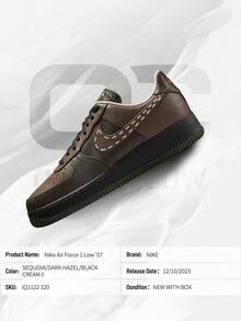 Nike Air Force 1 Low '07 Sequoia Dark Hazel– Men's Lifestyle Sneakers – Shoes For Man -Vintage-Spring & Summer-Inspired Running Shoes, Shock-Absorbing Comfort, Gym To Streetwear Casual Wear-Mother's Day Gifts-Father's Day Gift–IQ1122 320 - Sequoia/Dark Hazel/Black/Cream II - 查看 6