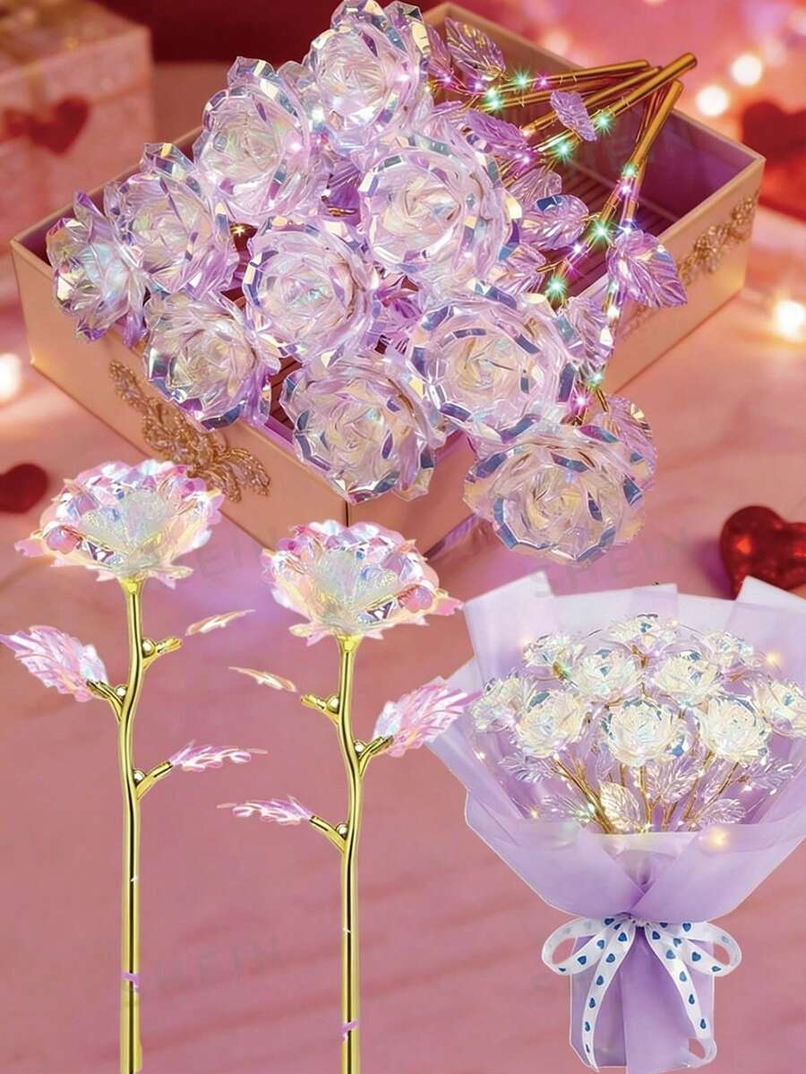 1 Pc / 3 Pcs/ 6 Pcs Gold Foil Rose Of Artificial Roses, Perfect Gift For Her,Party Gifts, Immortal Roses, Material With Stem Artificial Flowers, Colorful Plastic Artificial Flowers, Suitable For Wedding Party Decoration