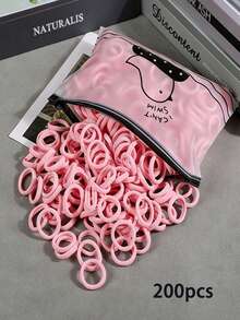200pcs Minimalist & Fashionable Small Hair Ties, Suitable For Girls With Thin Hair - Multicolor - View 7