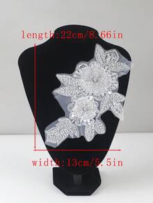 全新串珠、水晶、水钻刺绣贴花补丁，适用于服装、婚纱装饰、DIY 工艺用品，长度：22 厘米，宽度：14 厘米 - 多色 - 查看 49