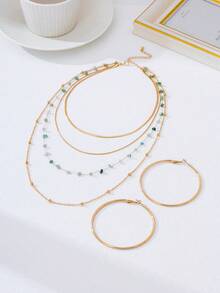 石頭裝飾多層次項鍊 - 綠色 - 查看 8