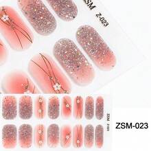 Bộ 16 miếng dán móng tay gel bán khô, màu be thạch, không cần đèn UV, chất lượng salon, bền lâu. - Hồng - Xem 8