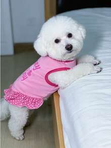 宠物服装，猫狗连衣裙，粉色爱心裙，透气贵宾犬公主裙，春夏款 - 粉色 - 查看 4