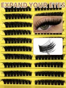 DIY 180片簇状假睫毛，蓬松浓密，仿貂毛材质，美妆工具，可重复使用。 - D - 查看 5