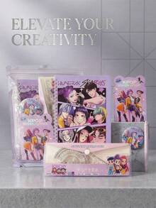 Bộ văn phòng phẩm K-Pop D-Emon Hunters Anime Kawaii, đồ dùng học tập dễ thương bao gồm sổ tay, thước kẻ, ghim cài áo, bút gel, thiệp mời dự tiệc, quà tặng thần tượng dễ thương dành cho các bạn nữ tuổi teen. - Nhiều màu - Xem 8