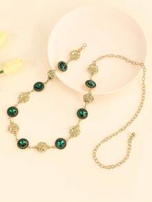 金色时尚腰链，适合女性日常及节日佩戴的链条腰带 - 彩色 - 查看 12