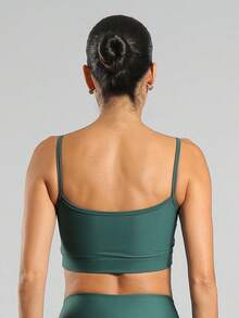 FITNATION Top Fitness Top With Thin Straps And Microfiber Lining, ZERO Transparency And HIGH Support. - Green Leaf - View 3