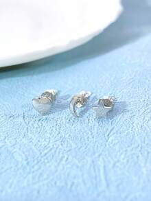 ESBERRY Bộ 3 bông tai hình trái tim, mặt trăng, ngôi sao, thích hợp đeo hàng ngày cho nữ, trang sức dự tiệc kỷ niệm, quà sinh nhật cho bạn gái. - Bông tai hình trái tim trăng sao - Xem 6